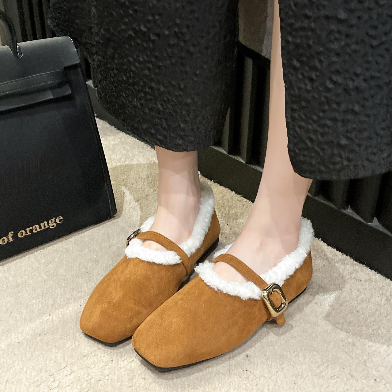 

AJGS Весенние балетки Мэри Джейн женские слипоны удобные меховые балетки с круглым носком женские рабочие туфли удобные для работы 40 коричневый