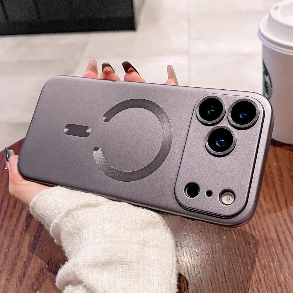 Luxury Metallic Paint Magnetic Phone Case For iPhone 17 16 15 14 Pro Max 16 15 Plus 17 Air For Magsafe Wireless Charging Cover