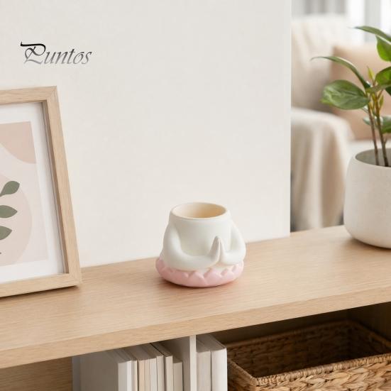Vaso in Stile Buddha Piccolo Fioriera, Vaso da Tavolo Smaltato, Fioriera da Scrivania, Portapenne Multiuso, Leggero Decorazione Zen Curativa Regalo