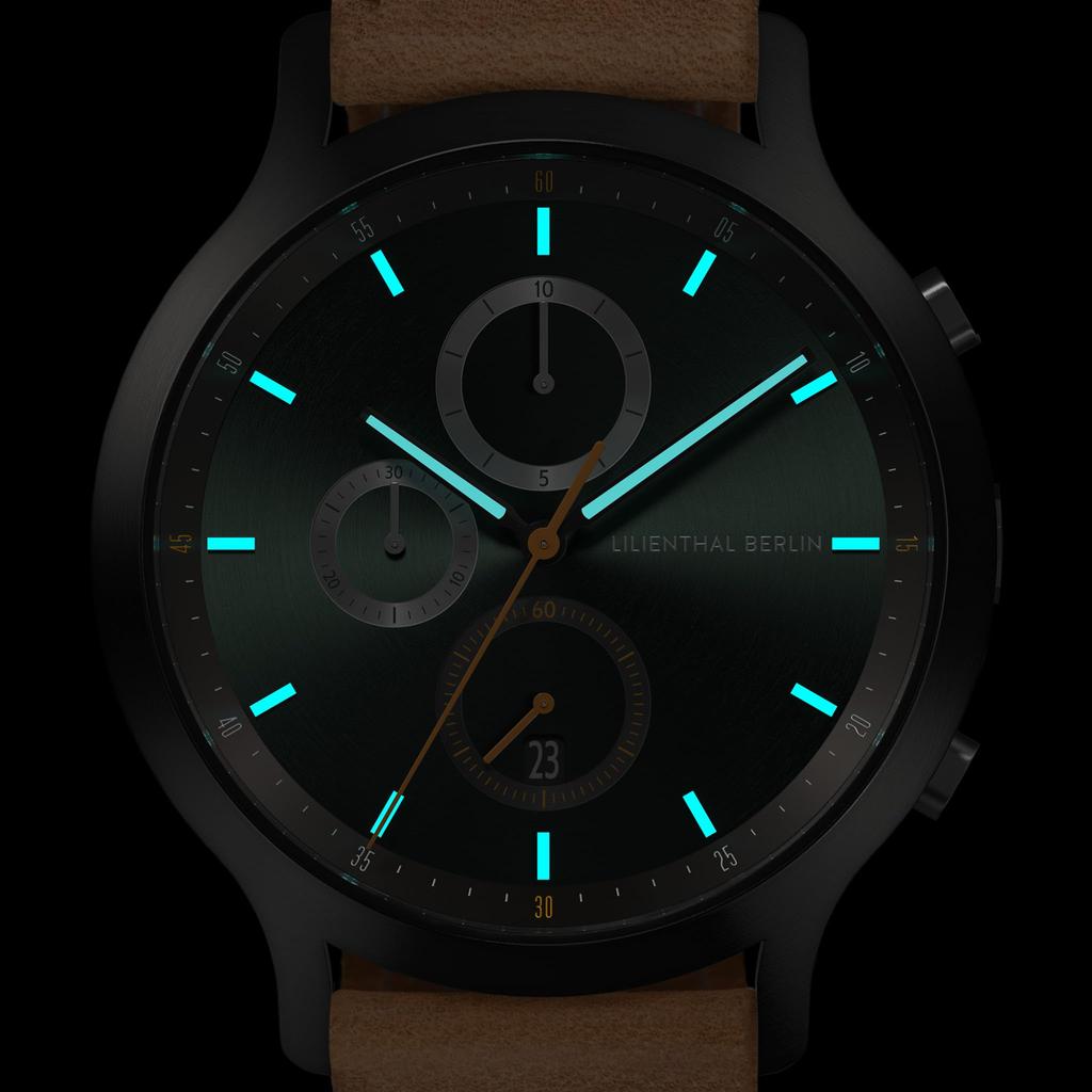 Chronograph Date Made in Brown [Lilianthal Berlin] Watch, Germany, C01-022-B006FB, Men's,
