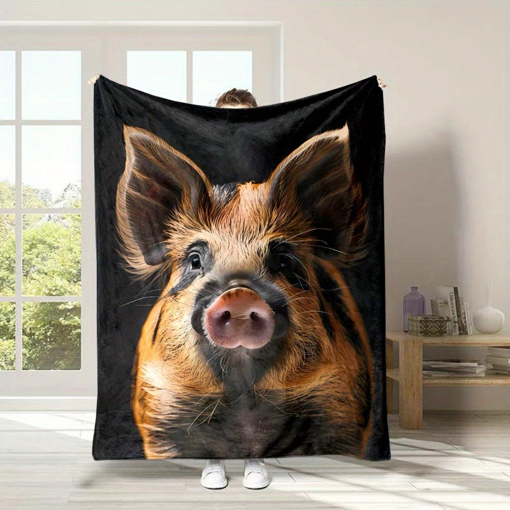 Cartoon pig print flannel blanket, suitable for sofas, beds, offices, travel, camping, Christmas gifts, and presents for friends