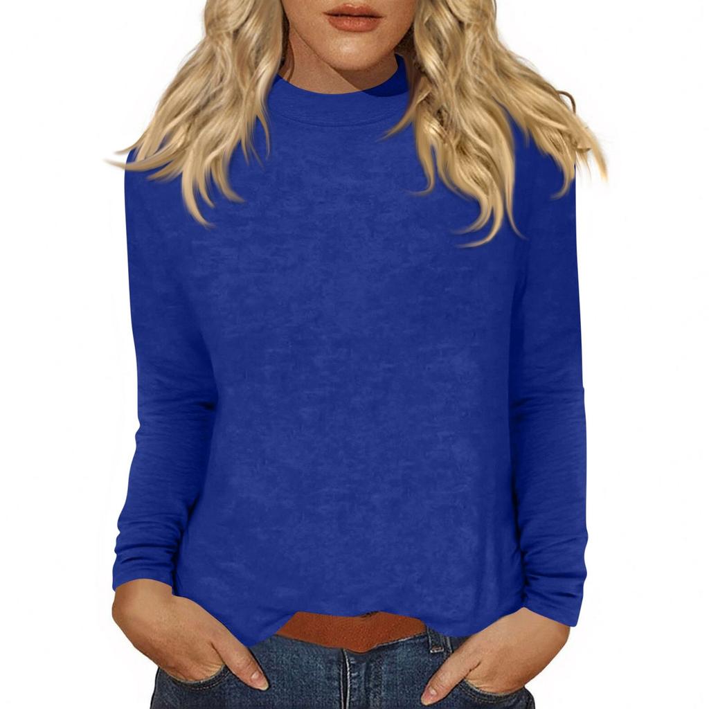 Women's Daily Casual Long Sleeve Mid Collar Top