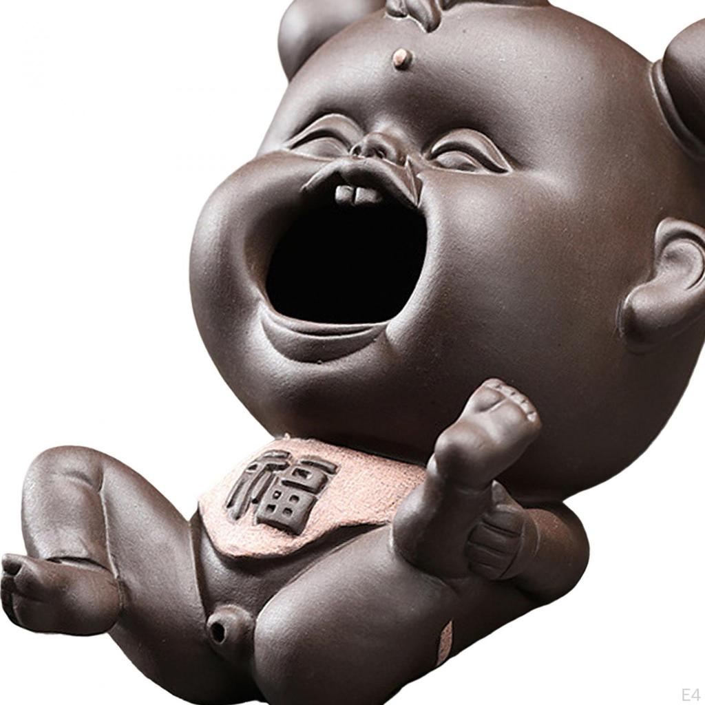 Keramická čínská figurka Ton Fu Baby Mini čajové zvířátko DIY řemesla do terária Soška batolete Příslušenství