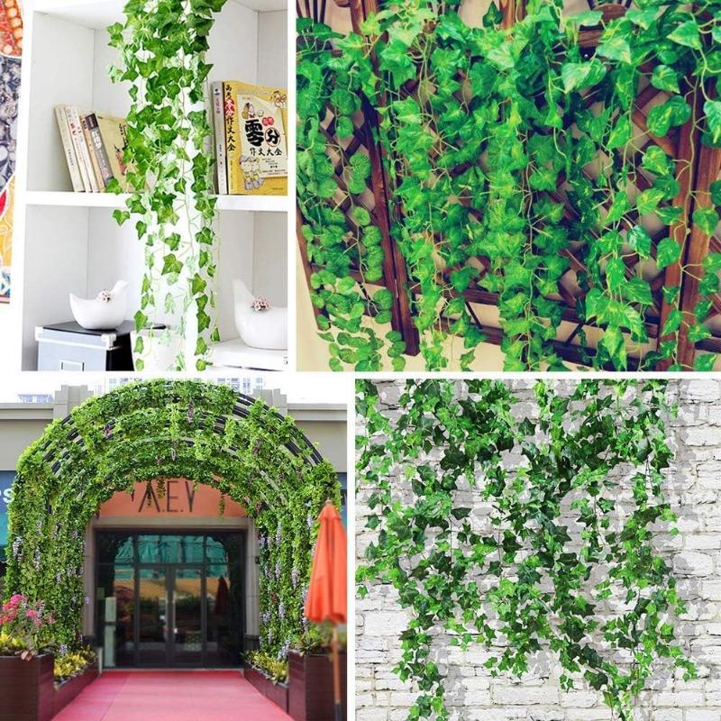 2-40M Artificial Green Ivy Vine Garland Fake Leaf Plants Rattan Hanging Creeper Garlands for Garden Wedding Party Wall Decors