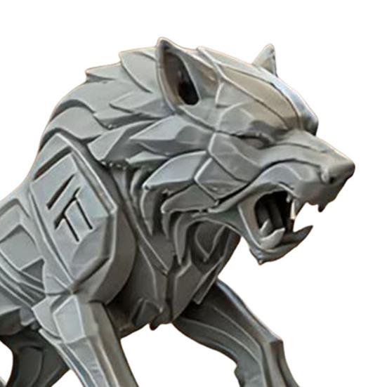 3D Printed Wolf Statue, Mechanical Style Wolf Figurine, Collectible Wolf Sculpture, Tabletop Ornament for Office Desk Shelf