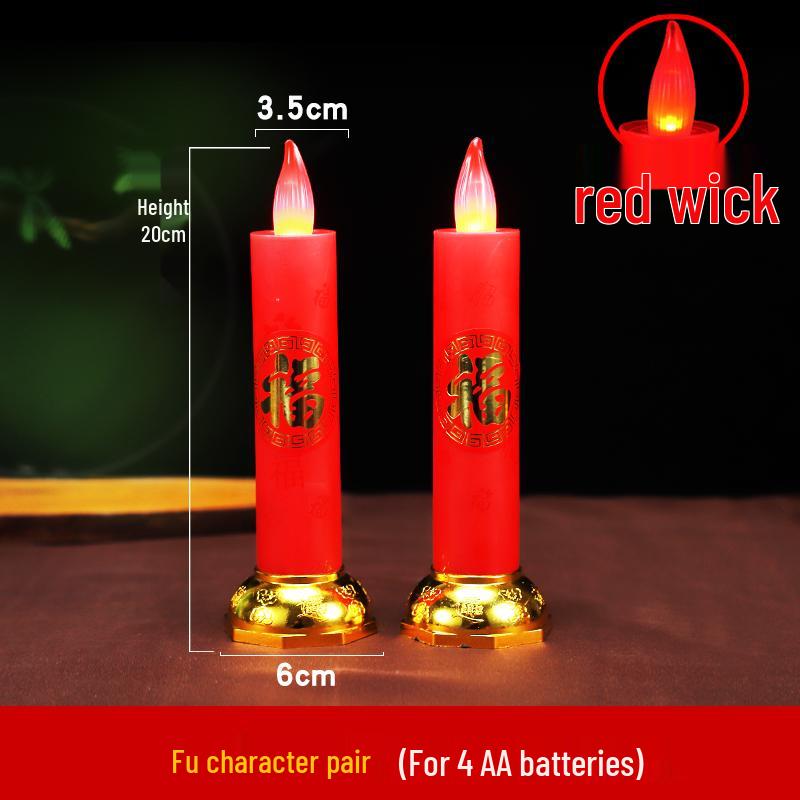 Red LED Battery-Operated Candle for Buddha Offering and God of Wealth Ornament