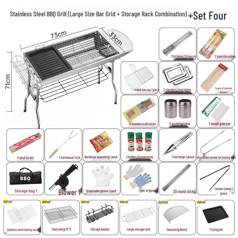 Abay Large Folding Stainless Steel BBQ Grill