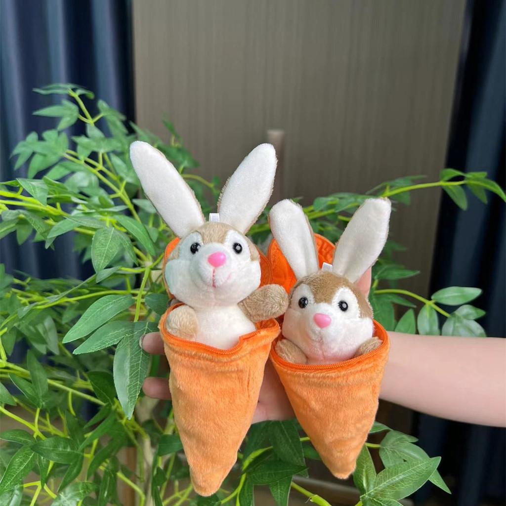 Lovely Rabbit Plush Backpack For Kids With Soft Short Fur Keychain And