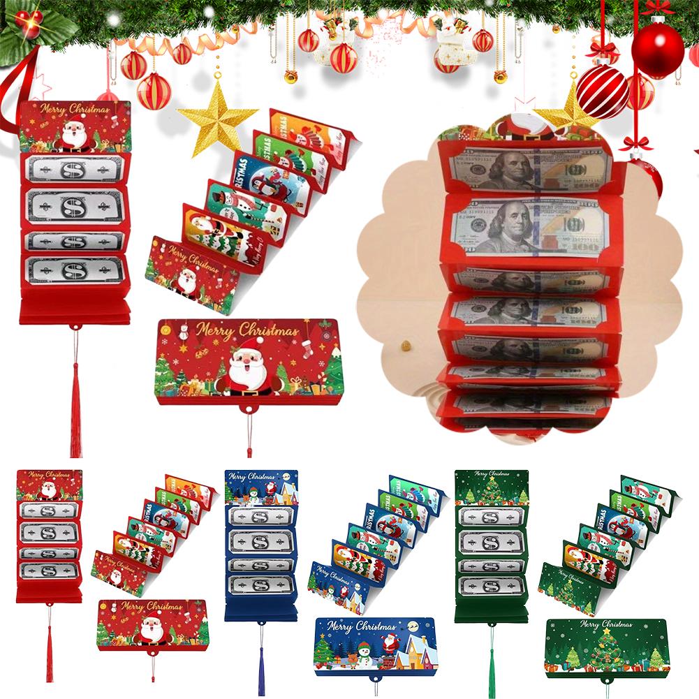 Christmas Money Holders for Cash, Christmas Cash Envelope With 10 Slots, Surprise Card Holder for Xmas Holiday Money Gift Card