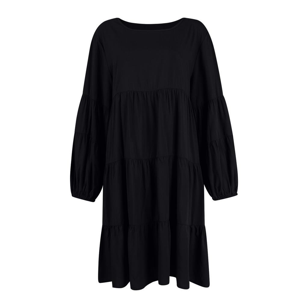 Dames Mouw Lange Mouw Patchwork Losse Swing Jurk