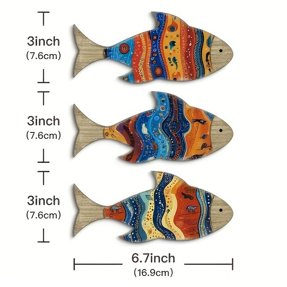 

Handcrafted Wooden Ocean Wall Decor - Fish, Coral, Starfish & SailboatSet Ocean Home Decoration Non-3D Pattern Cute