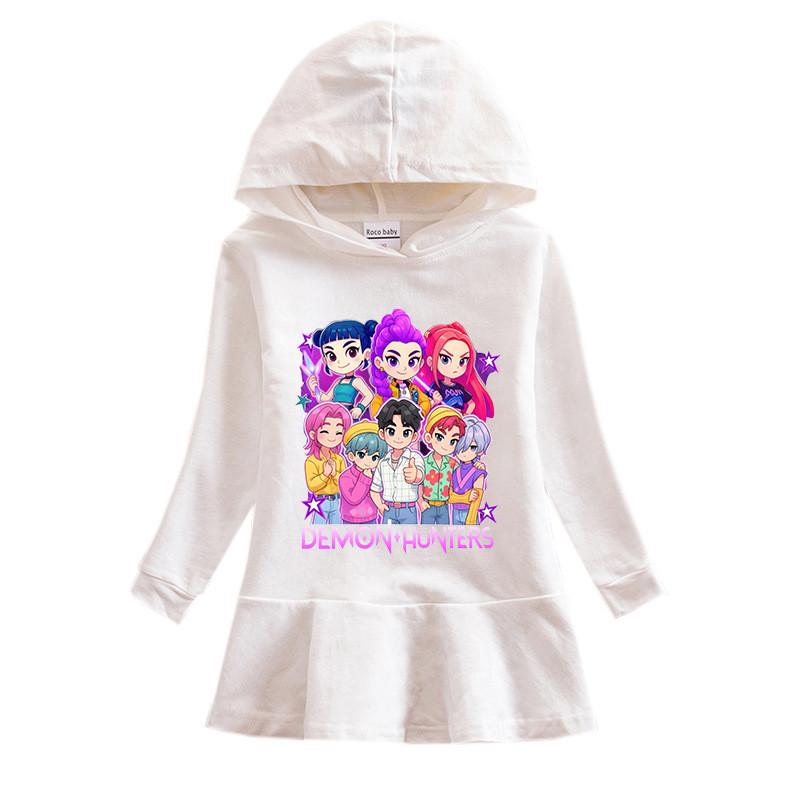 Girls Anime Cartoon Kpop Rumi Zoey Mira Hunters Printed Hooded Dress