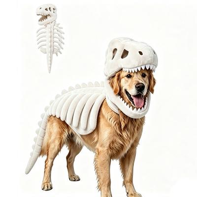 120cm/90cm Dinosaurierskelett Hundekostüm Lustiges Halloween Haustier Outfit Großes Tier Cosplay Kleidung für Hunde