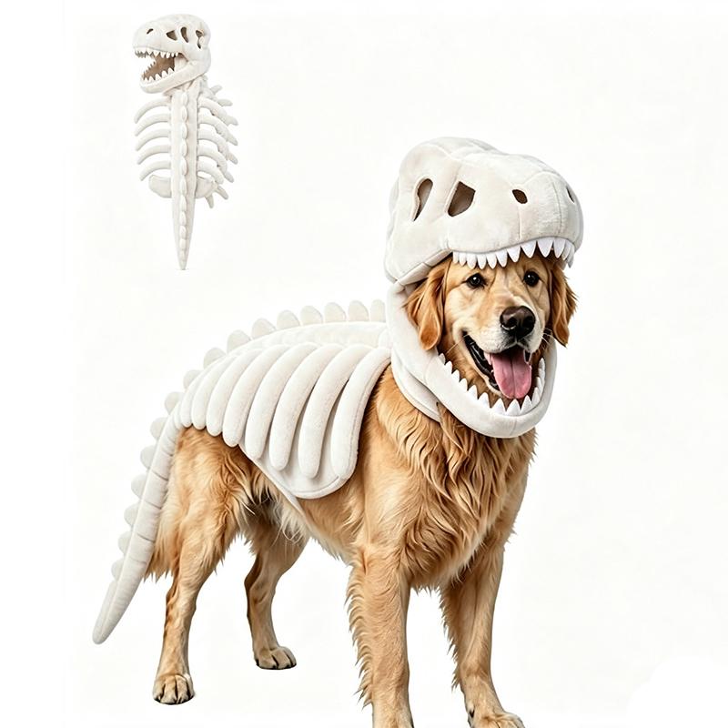 120cm/90cm Dinosaurierskelett Hundekostüm Lustiges Halloween Haustier Outfit Großes Tier Cosplay Kleidung für Hunde