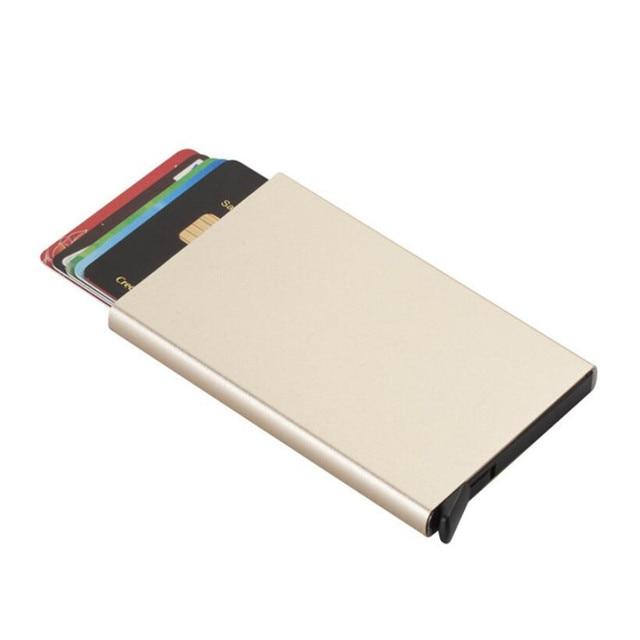 Automatický nerezový držák na kreditní karty Muži Slim Anti Protect Cestovní ID karty Držák na ID karty Ženy Peněženka RFID Kovové pouzdro Porte Carte
