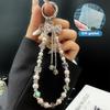 Y2K Trendy Sweet Beaded Phone Lanyard Ins Style Bow Beads Cellphone Charm Anti Lost Wristband Mobile Phone Chain Camera Pendant