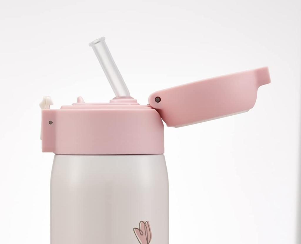Skater 480ml Stainless Steel Water Bottle with Hello Kitty Line Straw, Insulated, Design, Sanrio, One-Touch Open, STOT5ST-A