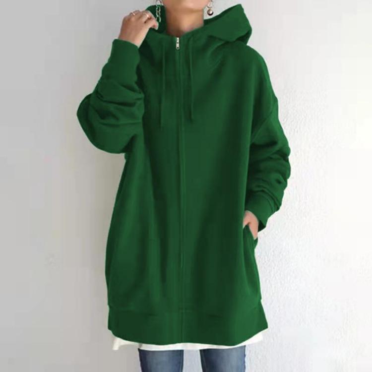 Oversize Fleece Hooded Jacket for Women Winter Zipper Coat Long Pocket Streetwear Harajuku Sweatshirts Ladies Outwear Hoodies