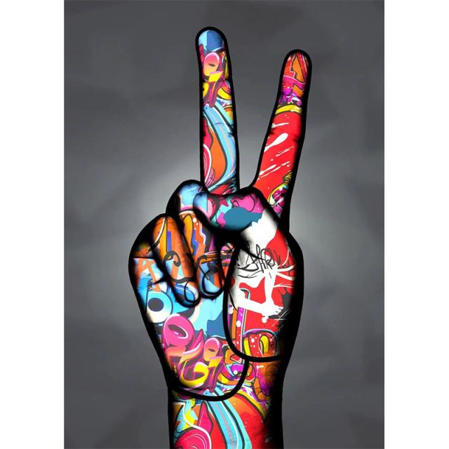 Graffiti Art Victory Cheer Encouraging Gestures Canvas Painting Modern Poster Print Wall Art Picture for Home Decoration