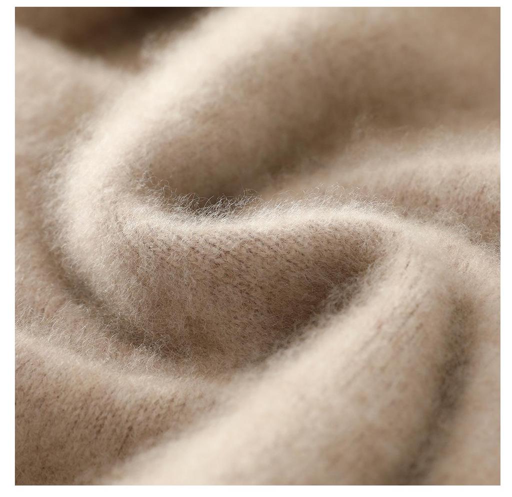 Men's High-Neck 100% Wool Thickened Cashmere Sweater – Autumn/Winter Long-Sleeved Loose Knit Base Layer