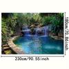 2D Grüne Tropische Wasserfall-Kulisse, 2D Poolgarten-Landschaftsdekoration