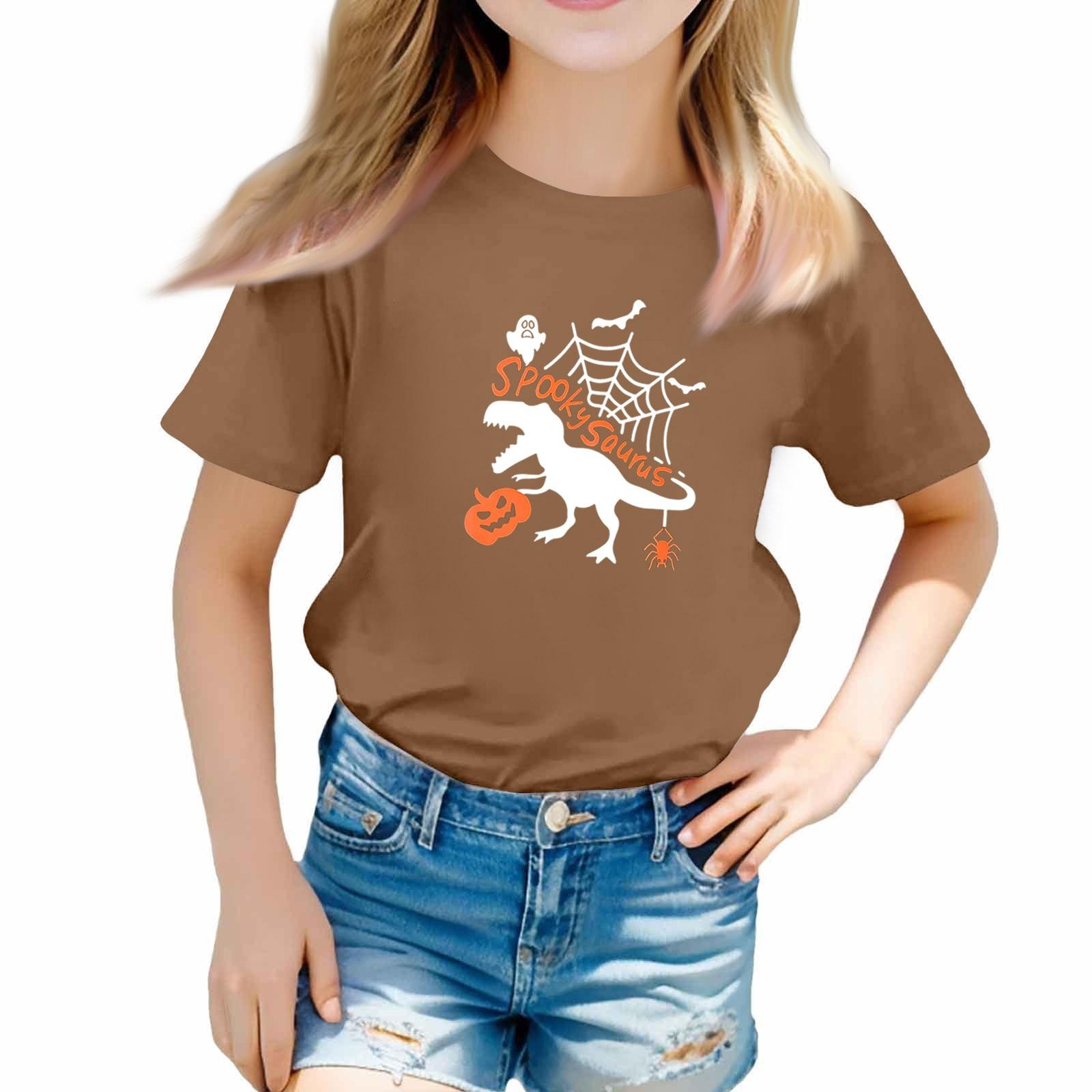 

Футболки для малышей на Хэллоуин, детские топы для мальчиков и девочек с принтом, футболки с коротким рукавом 120