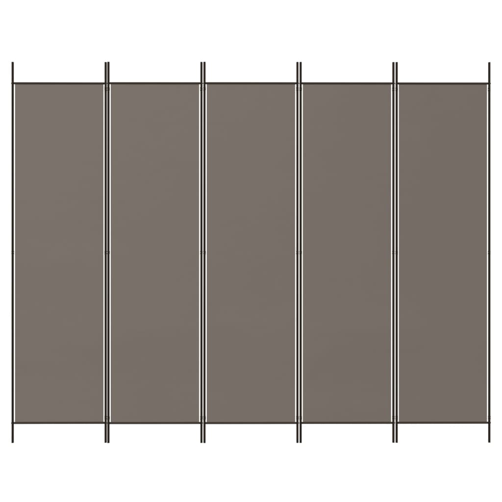 Vidaxl Parawan 5-Panelowy, Antracytowy, 250X200 Cm, Tkanina