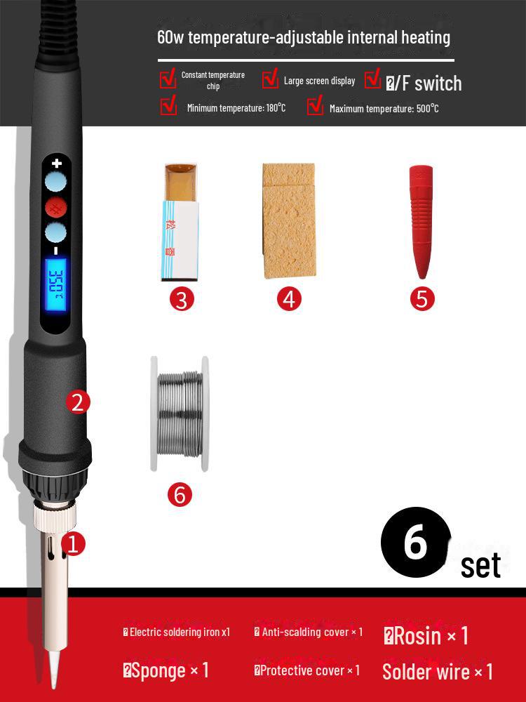 Green Forest Adjustable Temperature Electric Soldering Iron Tool - High Power, Internal Heating, Constant Temperature, Household & Student Use.
