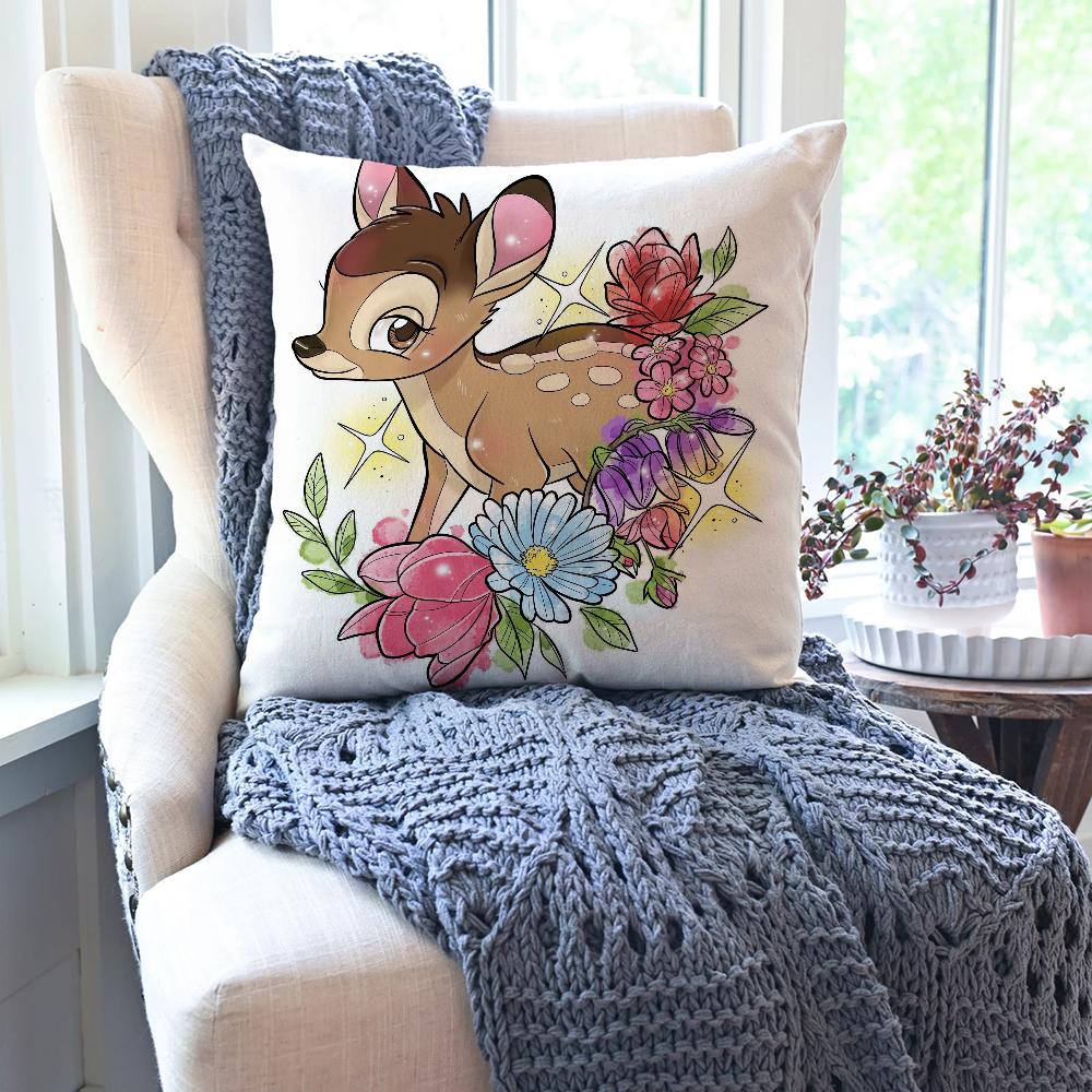 Animated B-Bambi Fairy Tale Pillow Case Square Pillow Bedroom Sofa Leisure Comfort Cushion Car Living Room Home Decoration 40X40