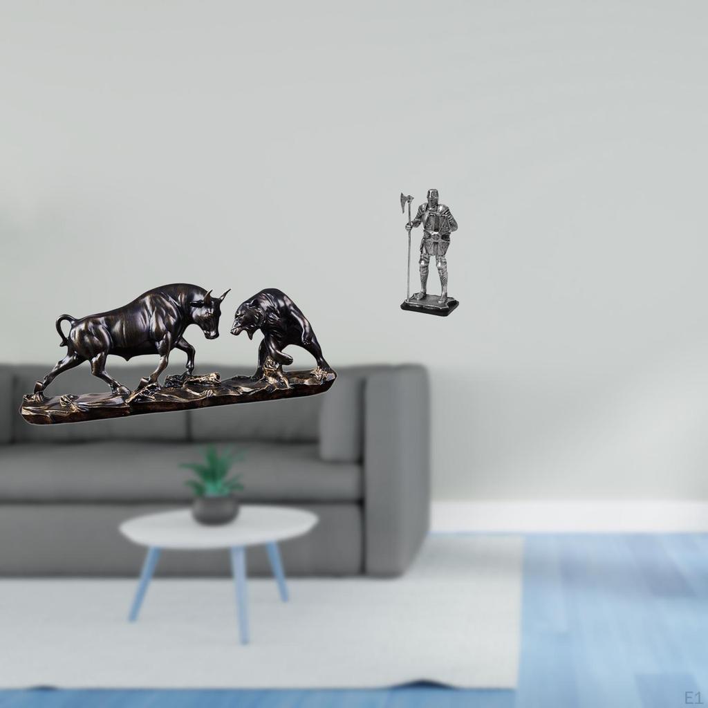 Modern Feng Shui Bull And Knight Figurine Sculpture for Desk Entryway Fireplace Bedroom Home Decor