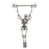 Gothic Halloween Street Barbell Skeleton Human Shaped Bone Earrings for Women Vintage Punk Barbell Pierced Skull Earring Jewelry