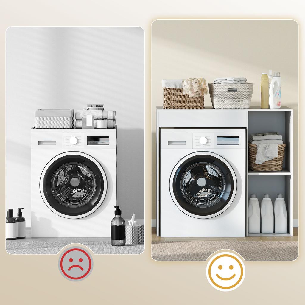 Cabinet over Washing Machine, Bathroom Organizer over Toilet with Open Shelving Compartments for Laundry Room, White