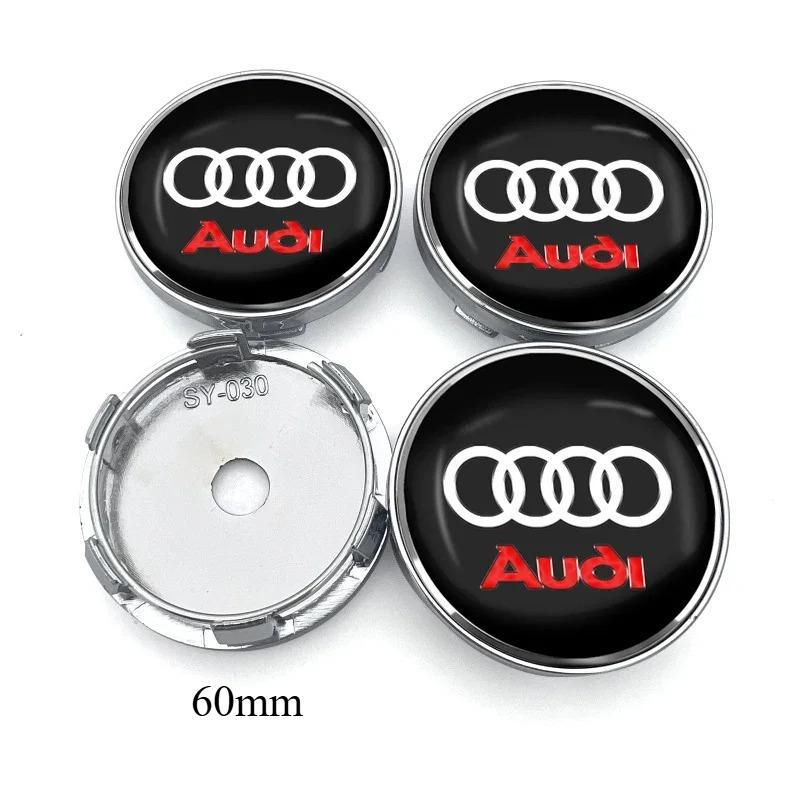 For Audi TT Q3 Q5 Q7 Q8 B5 B6 B7 B8 B9 Q7 8P 8V 8L A3 A4 A5 A6 A7 A8 4pcs Car Wheel Center Hub Caps Sticker Emblem Accessories