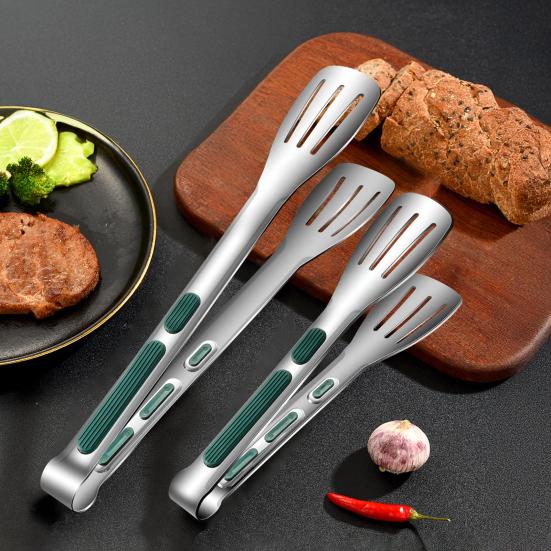 Stainless Steel Food Tongs Serrated Grip Tongs for Bread BBQ & Buffet Serving Rust-Resistant Easy-Clean Versatile Kitchen Utensil for Home Party Grill