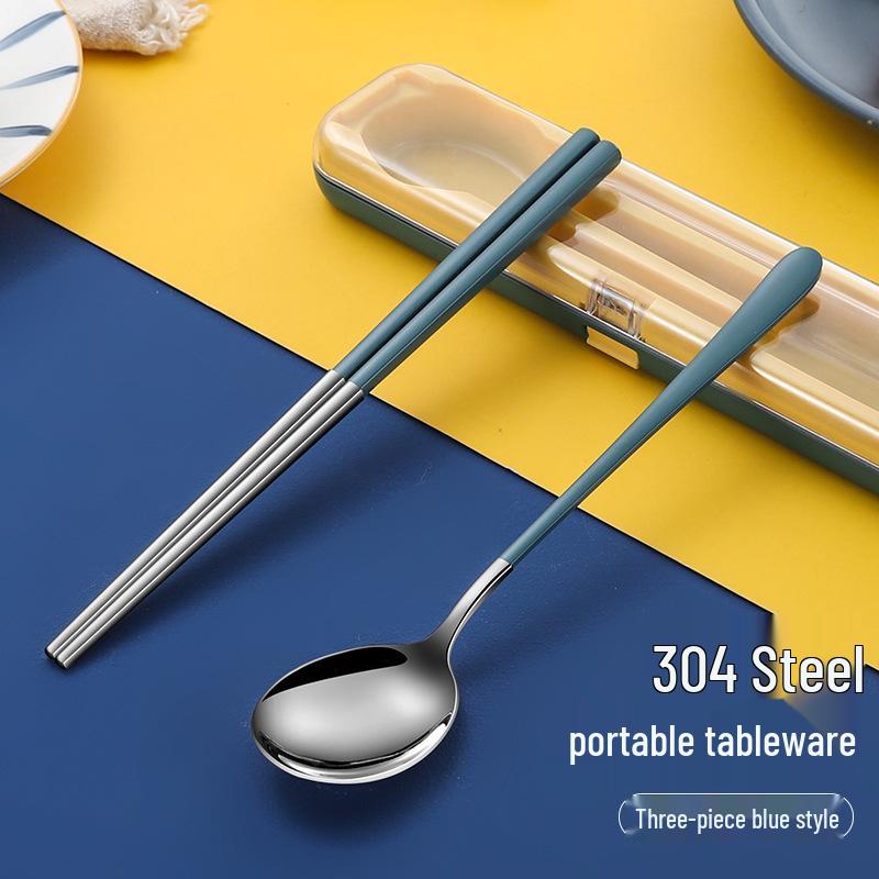 In-Stock Stainless Steel Portable Cutlery Set: Travel Flip-Top Case with Fork, Spoon, and Chopsticks