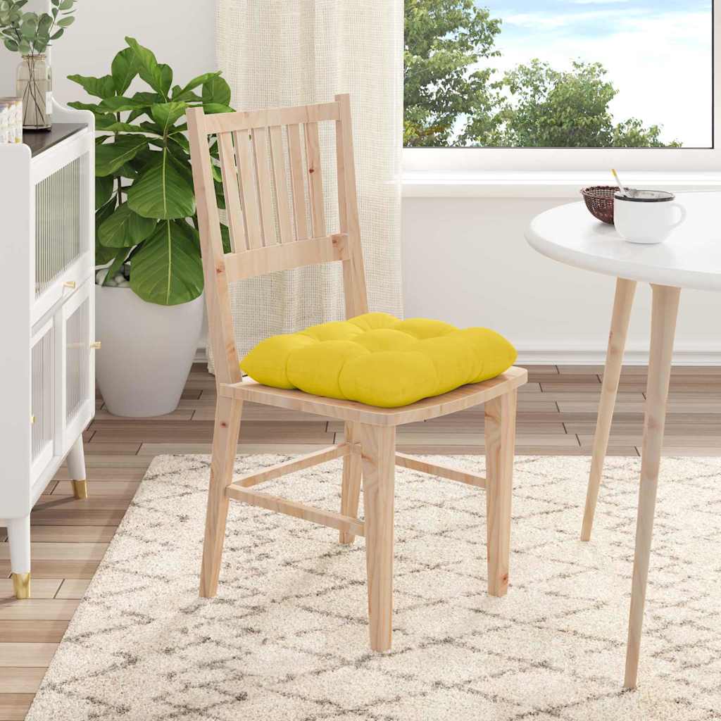 Seat Cushions 4 pcs Light Yellow 40 x 40 x 12 cm Fabric