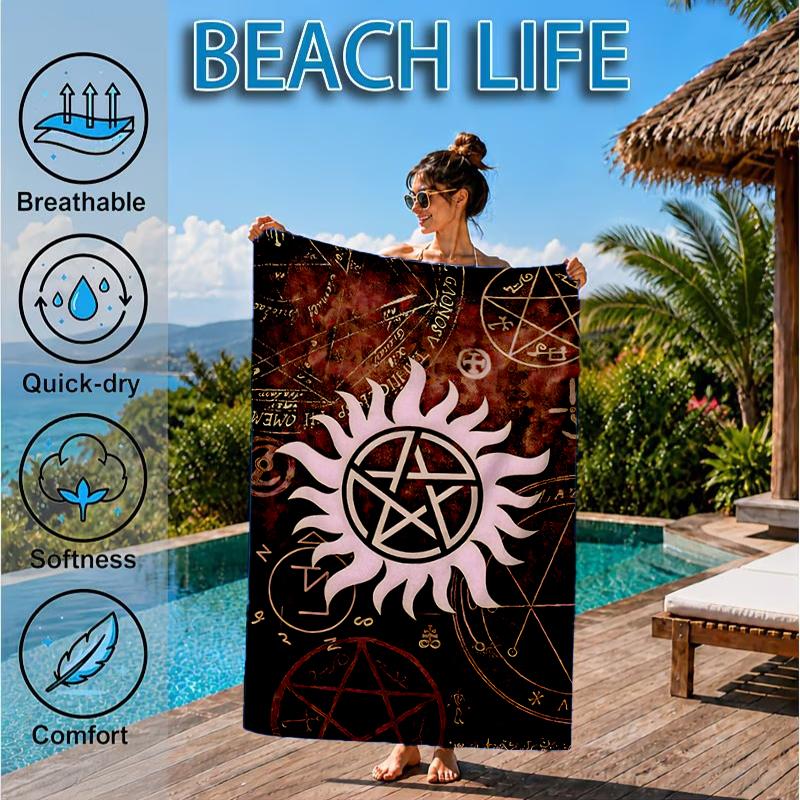 Natural Symbolism Beach Towel, Microfiber Beach Towel, Perfect For Pool, Beach, Travel, Home Decor Beach Party Fan Gifts