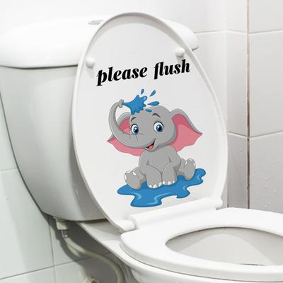 Cute Little Elephant Toilet Sticker Animal Cartoon Stickers Wc Bathroom Self-adhesive Waterproof and Moisture-proof Wall Sticker