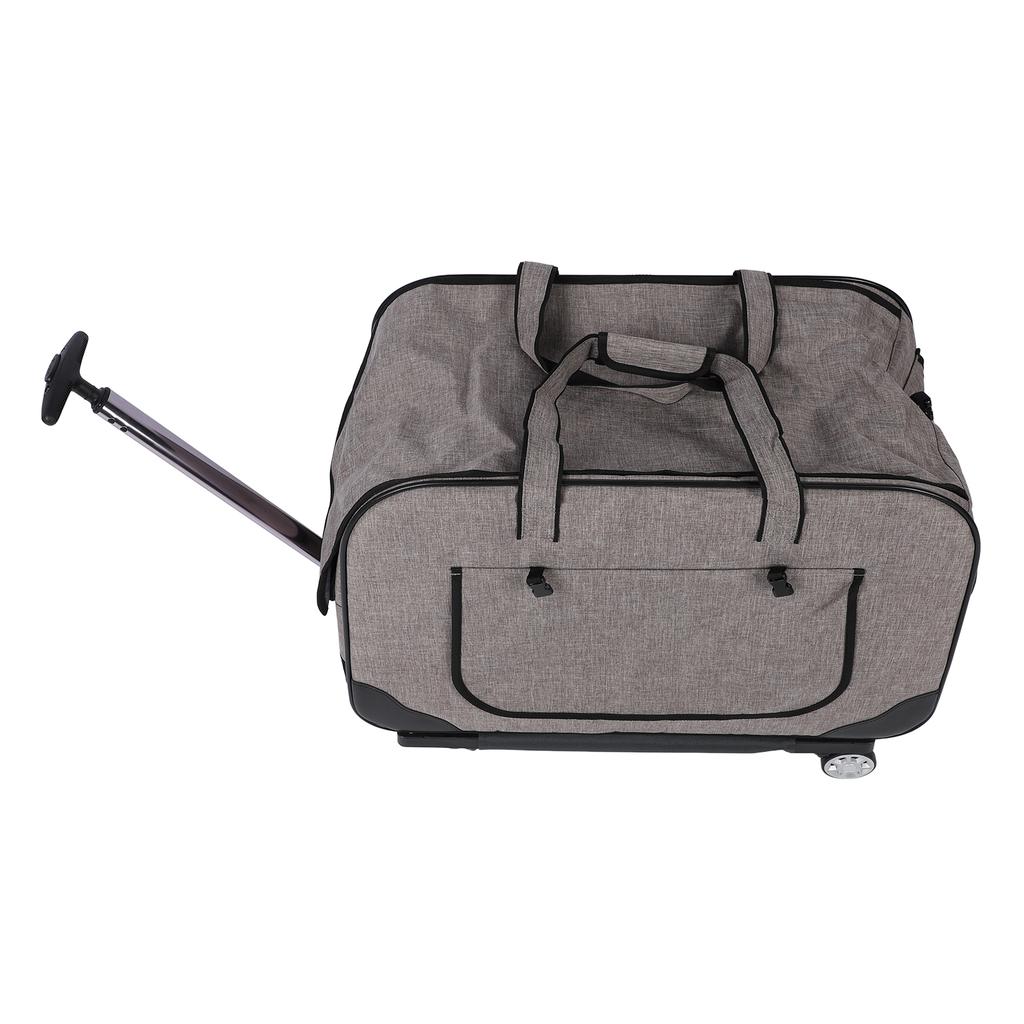 Rolling Pet Carrier Breathable Mesh Foldable Cat Dog Travel Bag with Detachable Wheels for Within 17.5kg Animals Grey