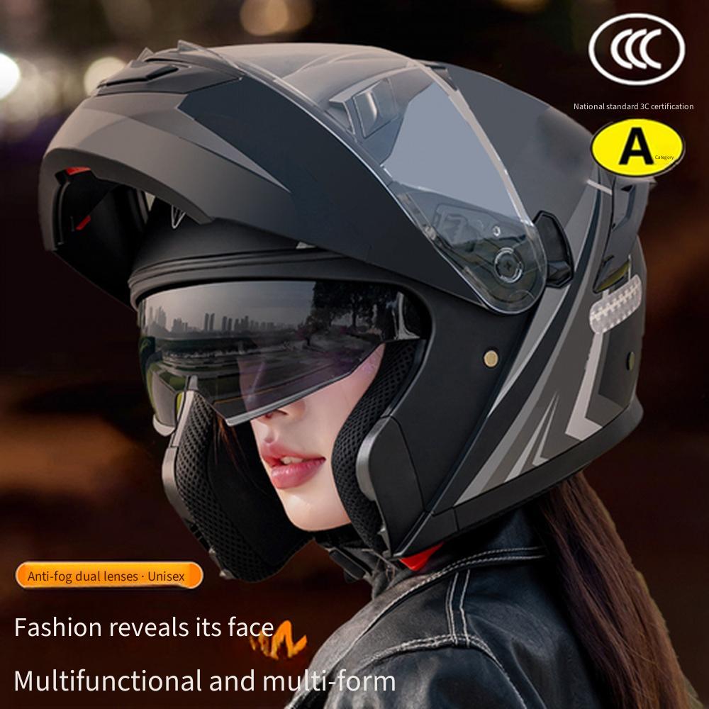 Built In Bluetooth Modular Flip Up Motorcycle Helmet Waterproof Long Battery All Season Safety Helmet for Delivery Riders Commuter Use