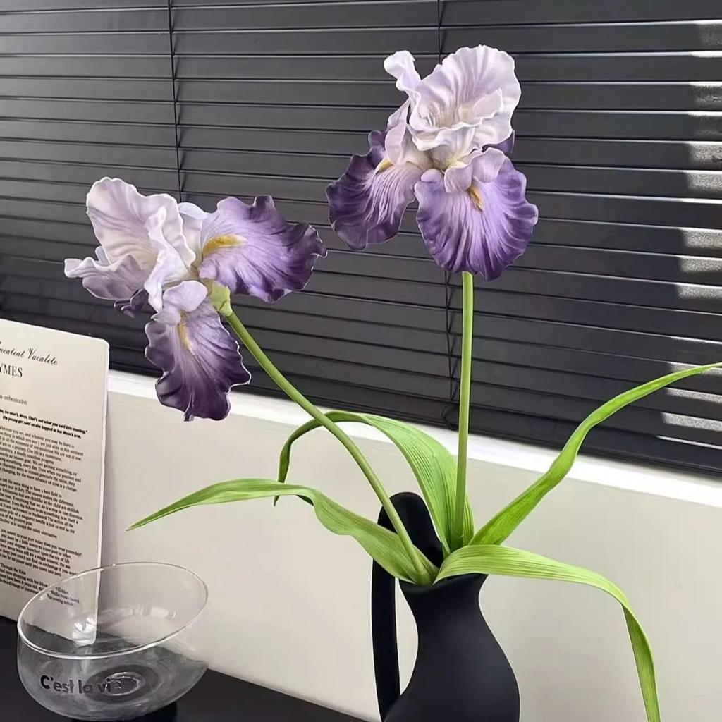 1pc Purple Artifical Iris Flower PU Elegance for Home Decor Room Wedding Party Realistic Dining Table Floral Arrangements Spring