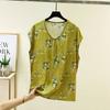 Summer V-neck Short-sleeved Printed T-shirt - New Style, Fashionable, Versatile, Slimming Top for Ladies, Loose-fitting Casual Base Layer Shirt