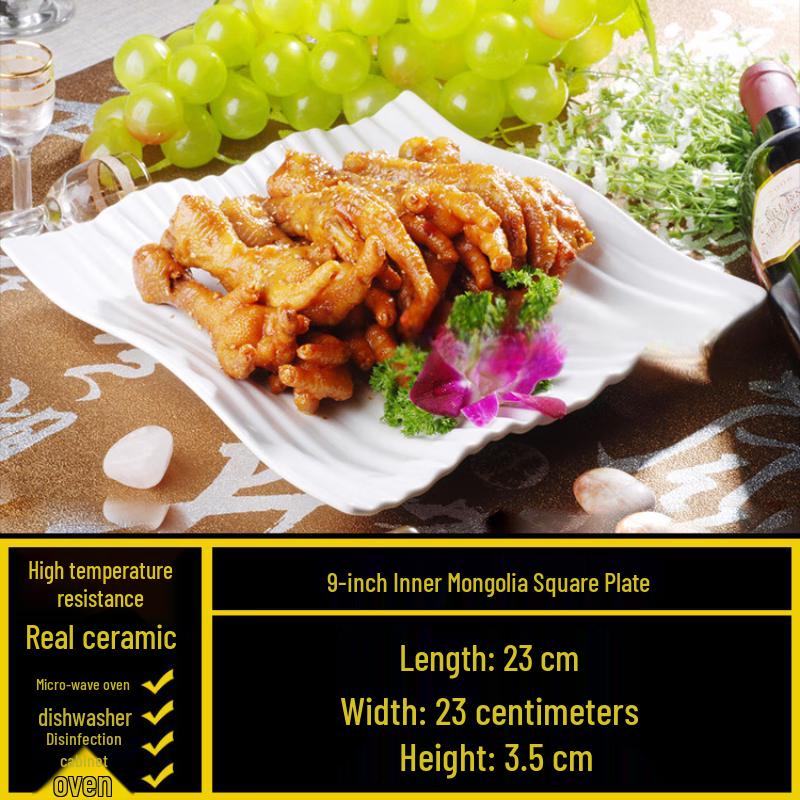 Minimalist White Ceramic Deep Square Plate