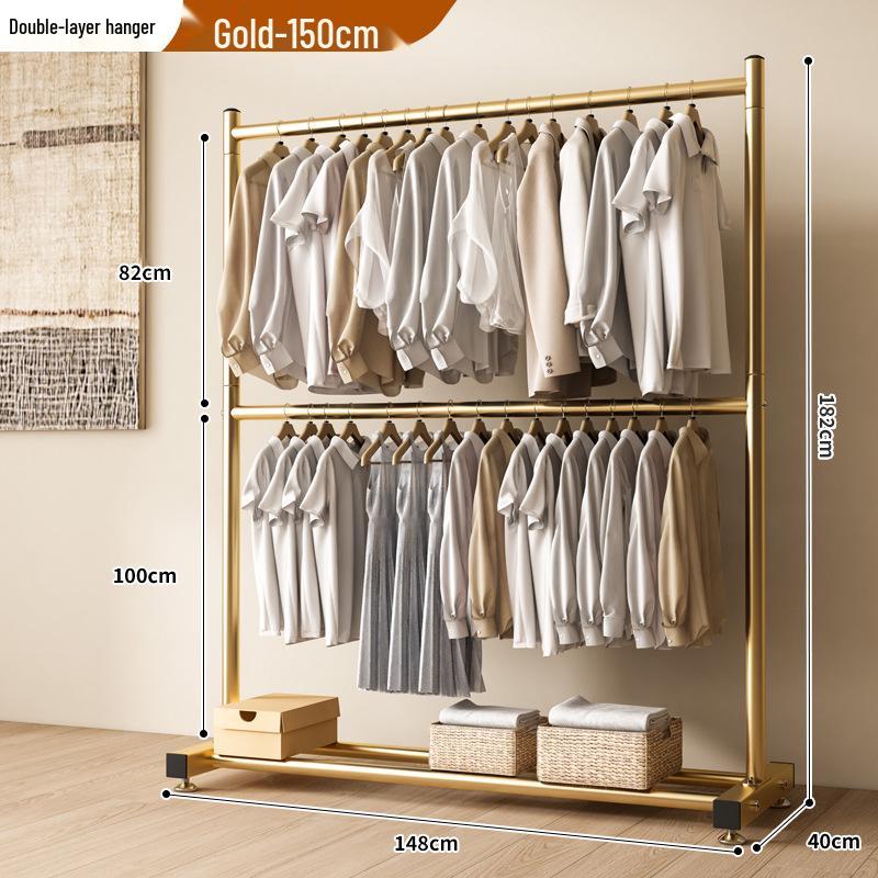 Single-Layer Clothes and Hat Rack for Bedroom or Balcony - Floor-Standing Design