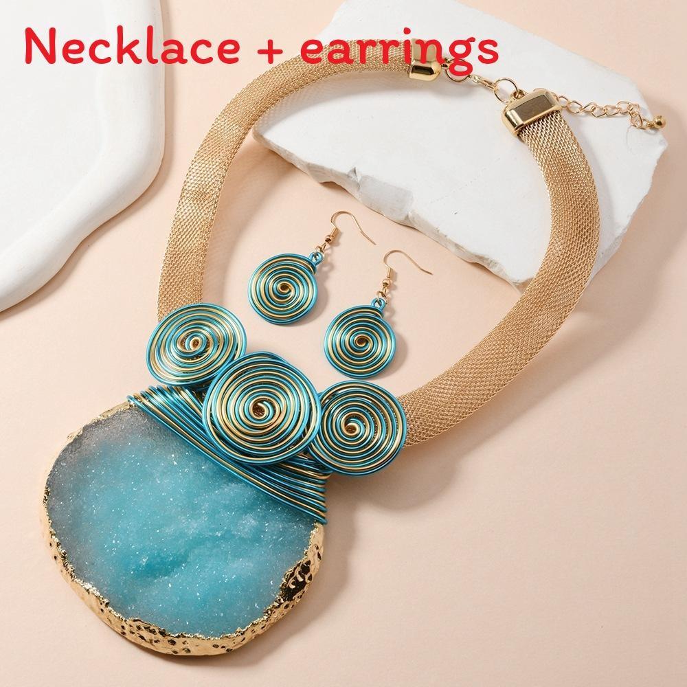Resin With Short Necklace And Earrings Set For Trendy Fashion Looks