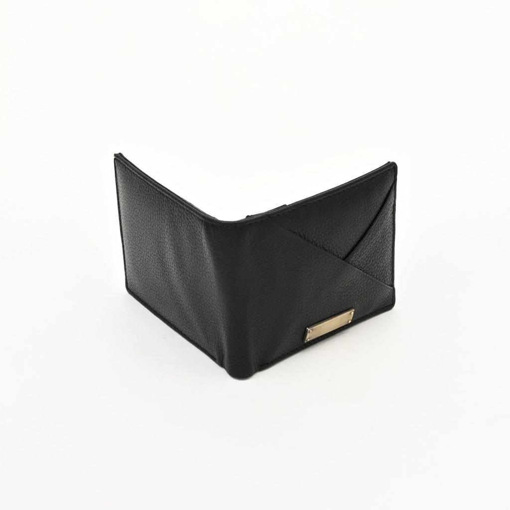 Leather Wallet 1S Grablk -Premium Grained Black Napa Leather Men's Wallet with Coin Pocket & 6 Card Slots