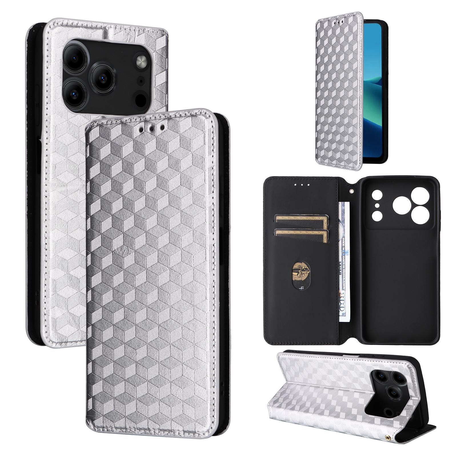 

Чохли-книжки для Doogee Note 56, Note 56 Pro зі штучної шкіри, повний захист корпусу, протиударний, міцний, ретро чохол для телефону срібний