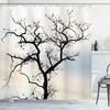 Forest Moon Shower Curtain for Bathroom Dark Black Nature Gothic Tree Scenery Foggy Woodland Bath Curtain Bathroom Decor,Hooks