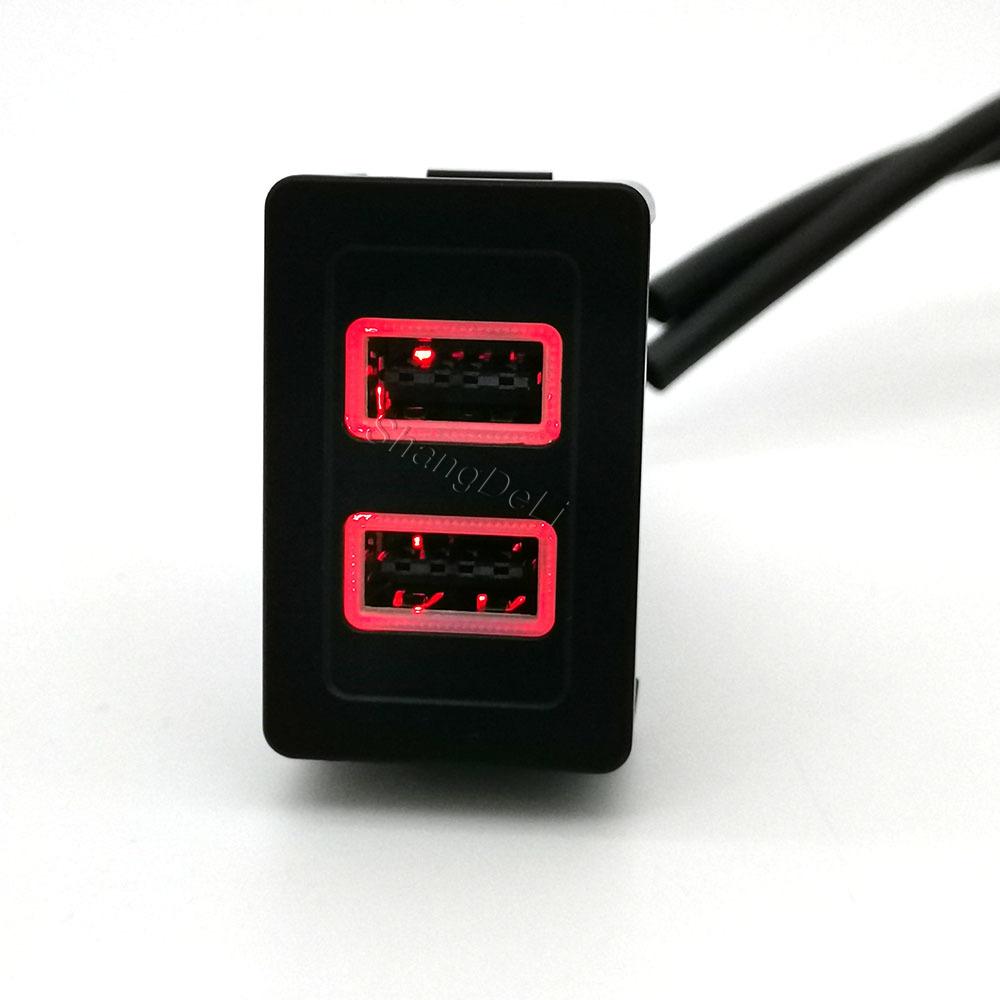 12V/24V Red Led Light Fit For Suzuki SX4 Swift Car Dual Interface Charger Adapter Socket QC3.0 USB Socket Adapter