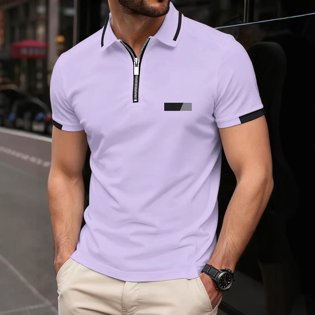 Neue Mode Herren Sommer Kurzarm Reißverschluss Poloshirt 100% Polyester
